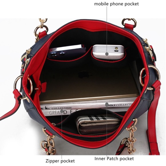 Lina Vegan Leather Women's Shoulder Handbag With Wallet 2 pcs NWT - Picture 5 of 5